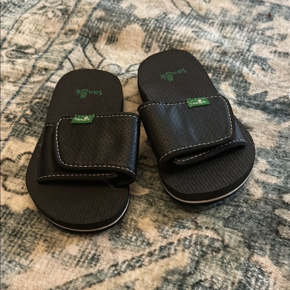 Sanuk Black Velcro Sandal Slides